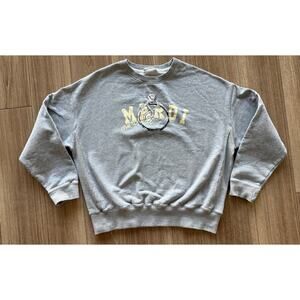 Mardi Mercredi Gray Graphic Sweatshirt 100% Cotton Oversized Crewneck